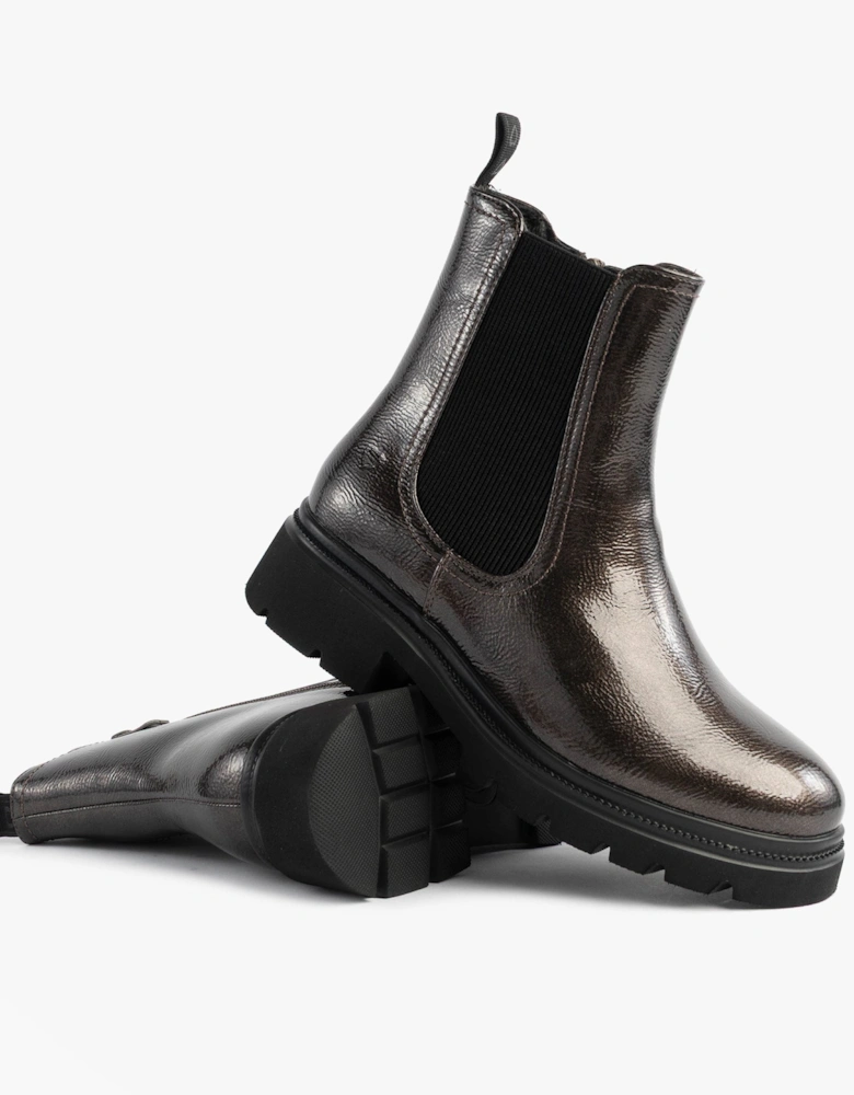 ZETA Womens Chelsea Boots Pewter Patent