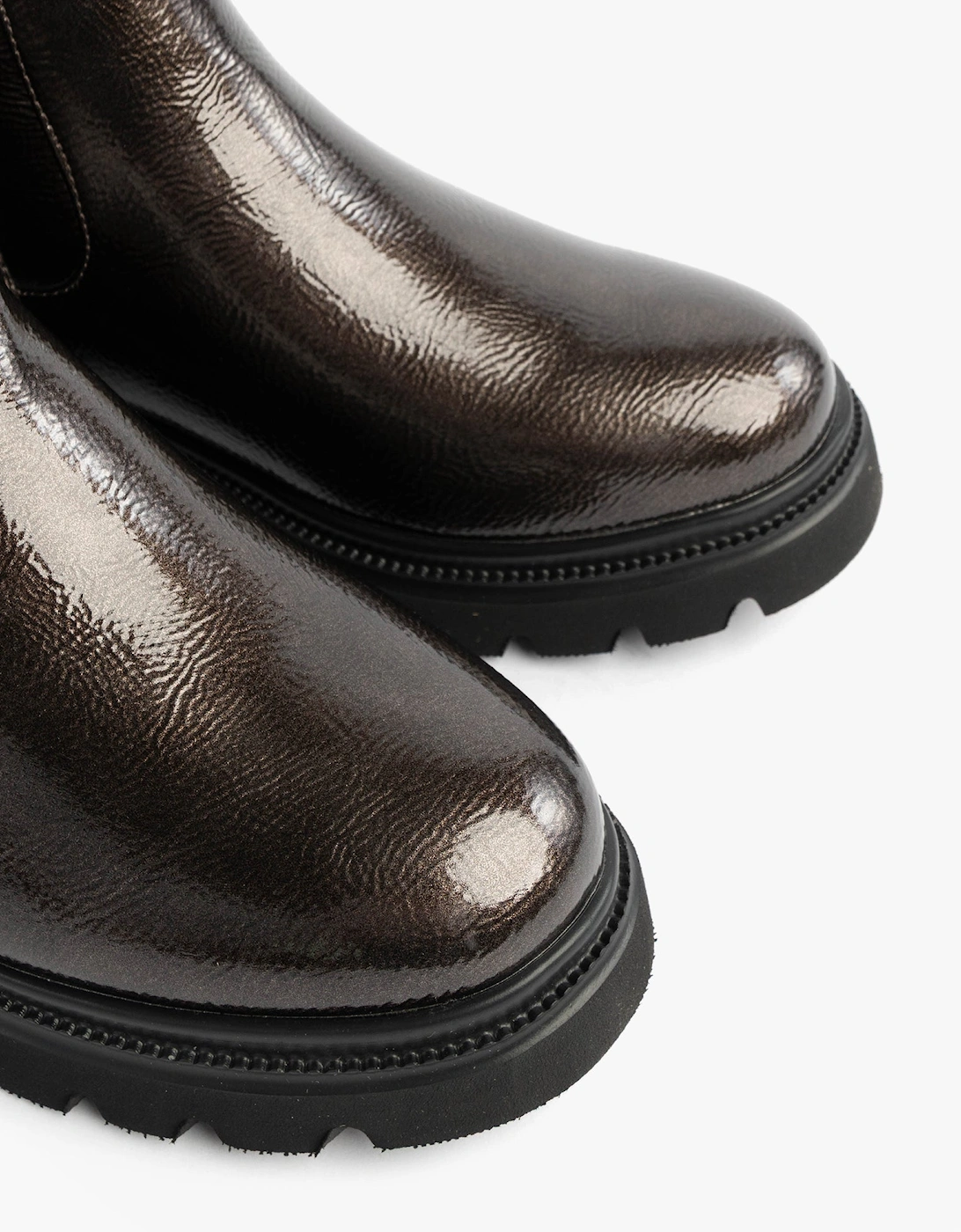 ZETA Womens Chelsea Boots Pewter Patent