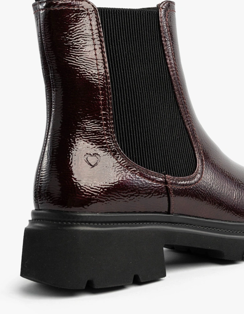 ZETA Womens Chelsea Boots Claret Patent