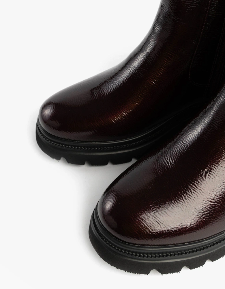 ZETA Womens Chelsea Boots Claret Patent
