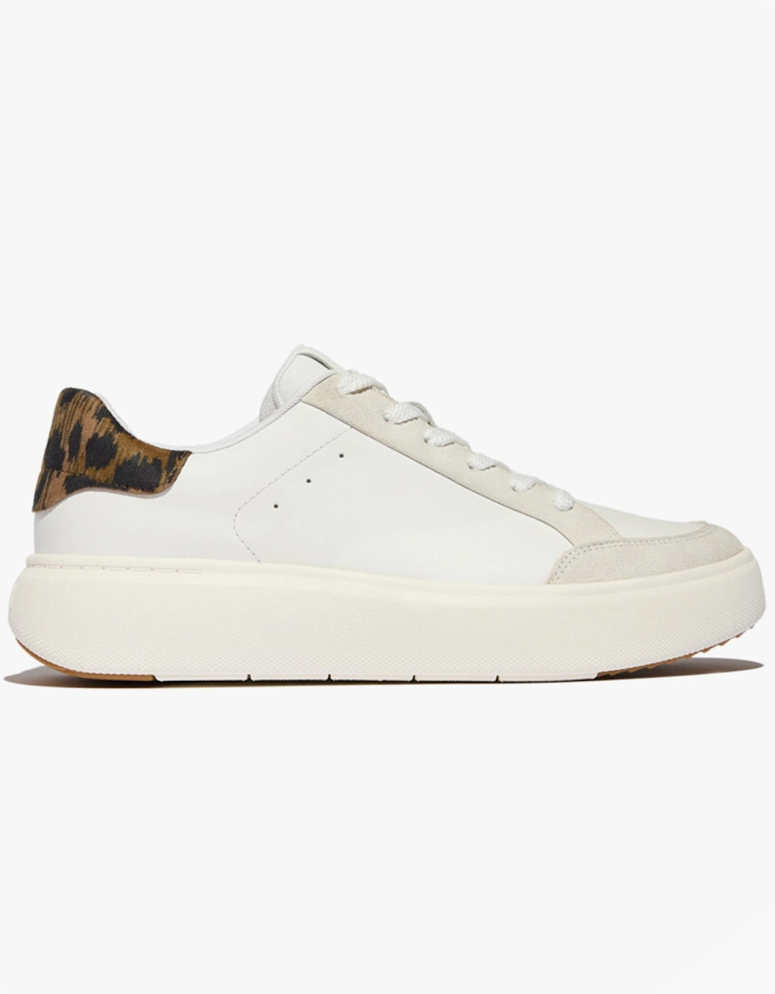 RTG LEOPARD-BACKTAB LEATHER/SUEDE Womens Fashion Trainers Urban White/Chocolate Mix, 7 of 6