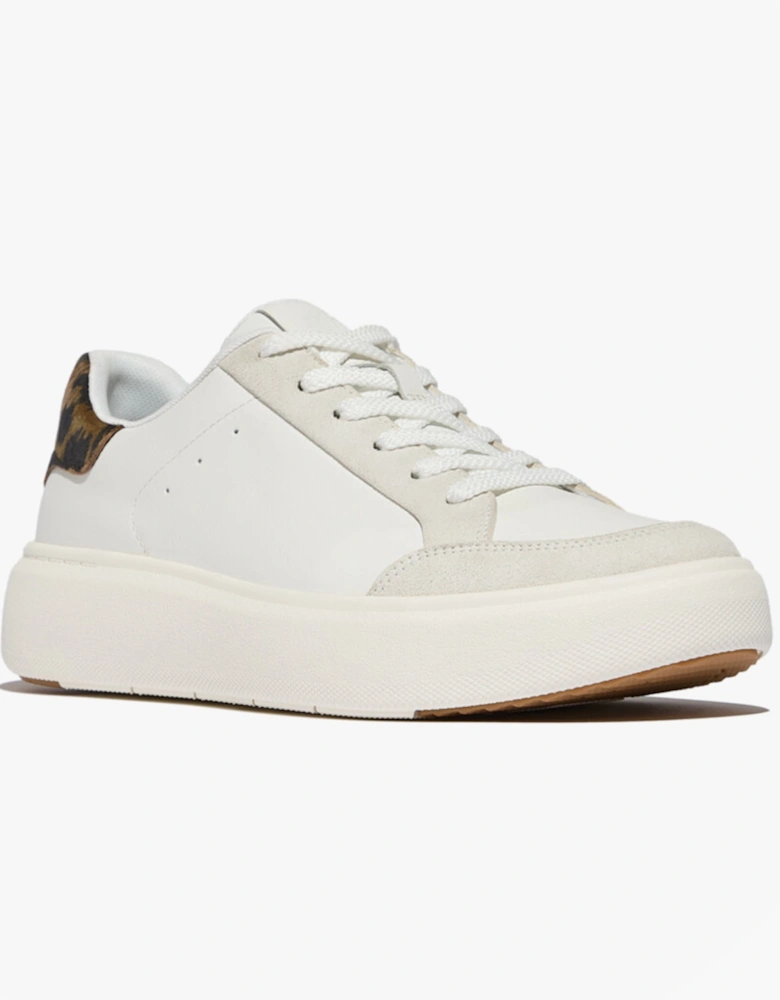 RTG LEOPARD-BACKTAB LEATHER/SUEDE Womens Fashion Trainers Urban White/Chocolate Mix