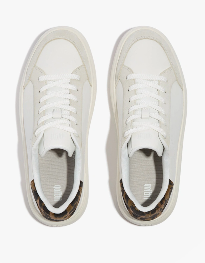 RTG LEOPARD-BACKTAB LEATHER/SUEDE Womens Fashion Trainers Urban White/Chocolate Mix