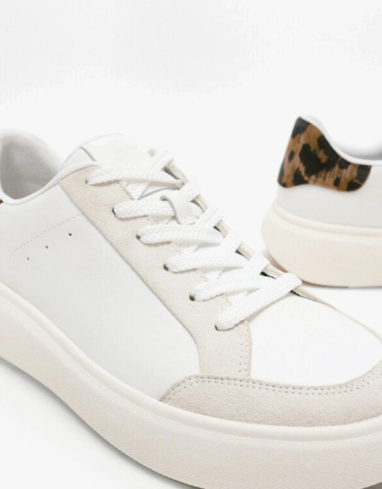 RTG LEOPARD-BACKTAB LEATHER/SUEDE Womens Fashion Trainers Urban White/Chocolate Mix