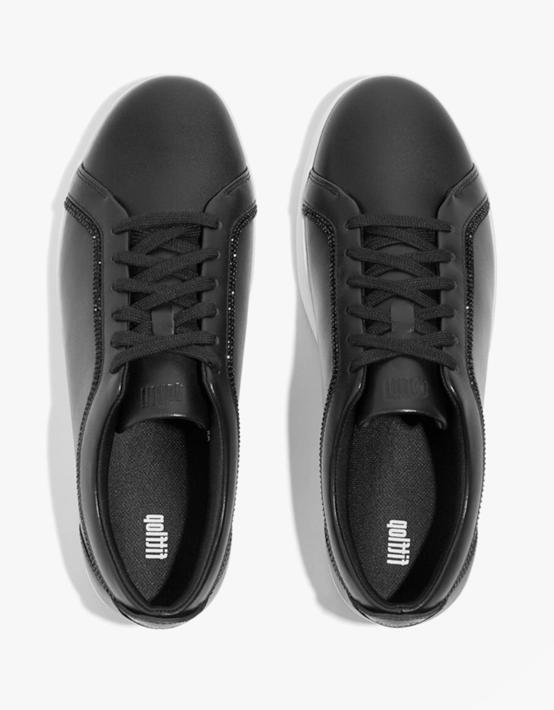 RALLY CRYSTAL-TRIM LEATHER Womens Fashion Trainers Black