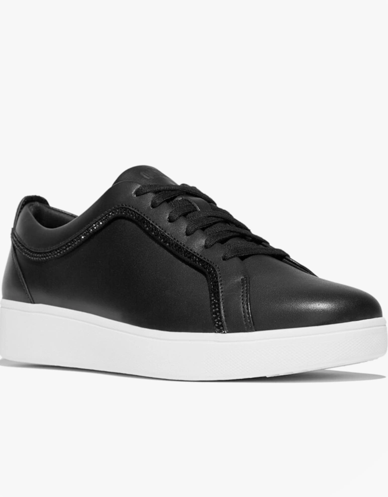 RALLY CRYSTAL-TRIM LEATHER Womens Fashion Trainers Black