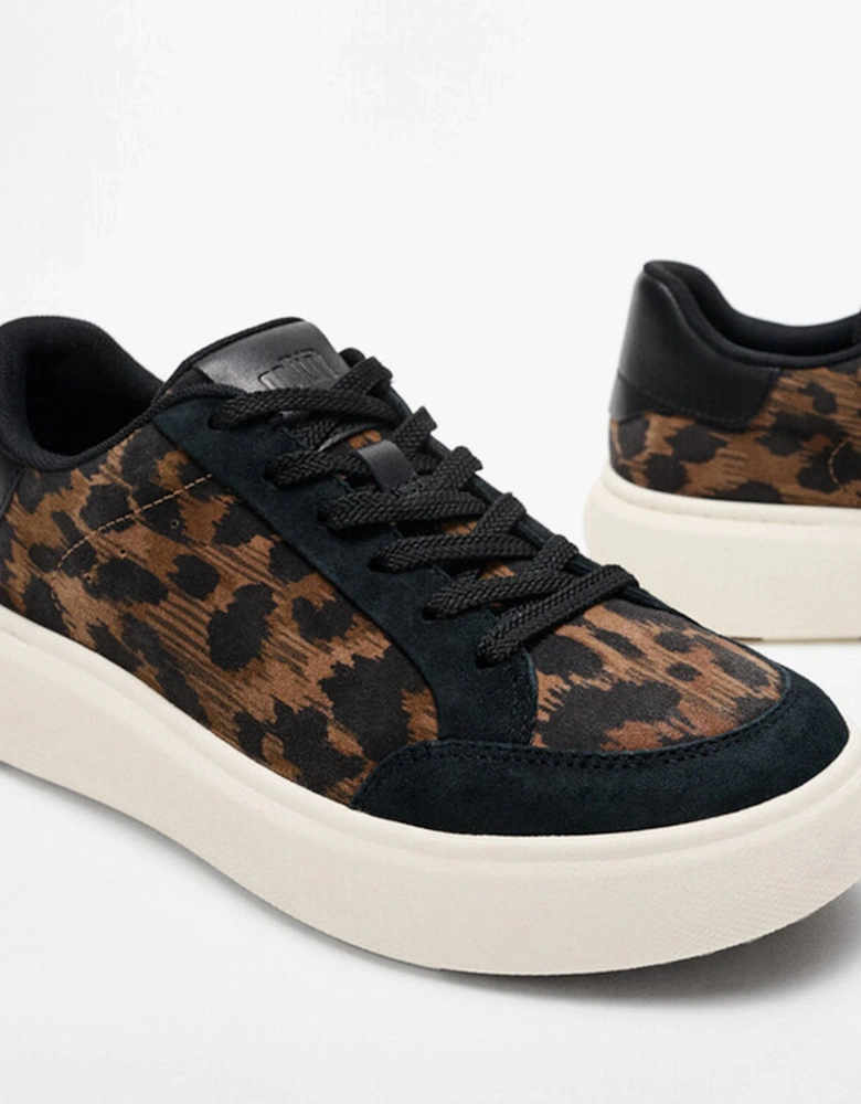 'Ready To Go' LEOPARD SUEDE Ladies Sneakers Black/Chocolate Mix