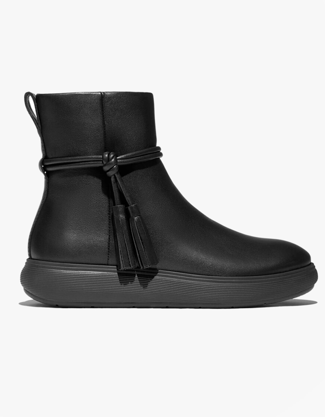 iQ-COMFF TASSEL LEATHER Ladies Short Boots All Black, 7 of 6