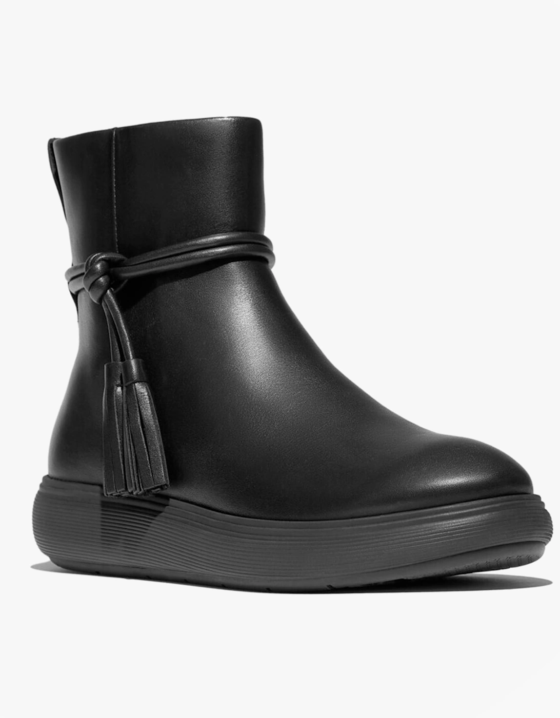 iQ-COMFF TASSEL LEATHER Ladies Short Boots All Black