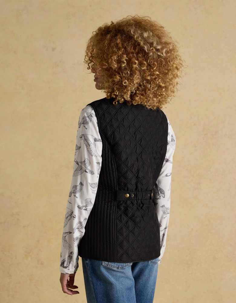 Minx Womens Showerproof Diamond Quilted Gilet Black