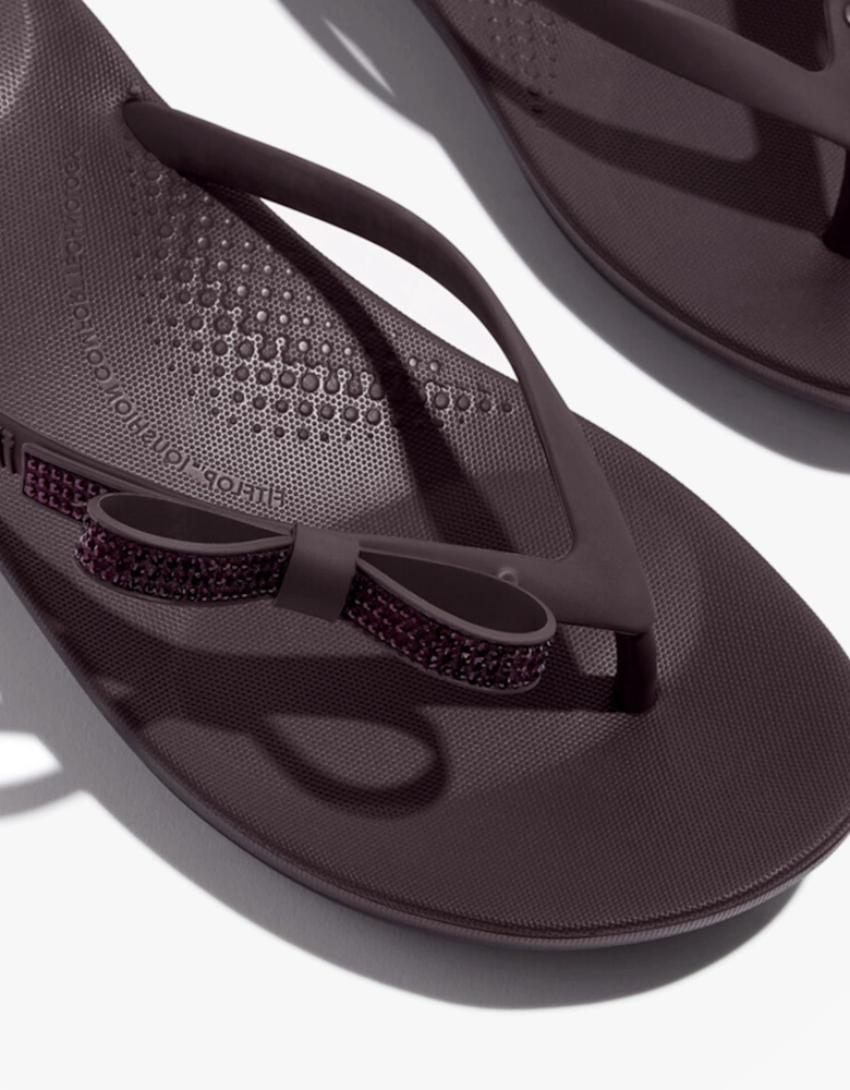 iQUSHION GLITZ-BOW Ladies Flip Flops Plumberry