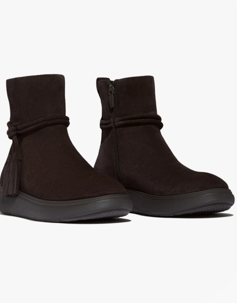 iQ-COMFF TASSEL SUEDE Ladies Short Boots Chocolate Brown