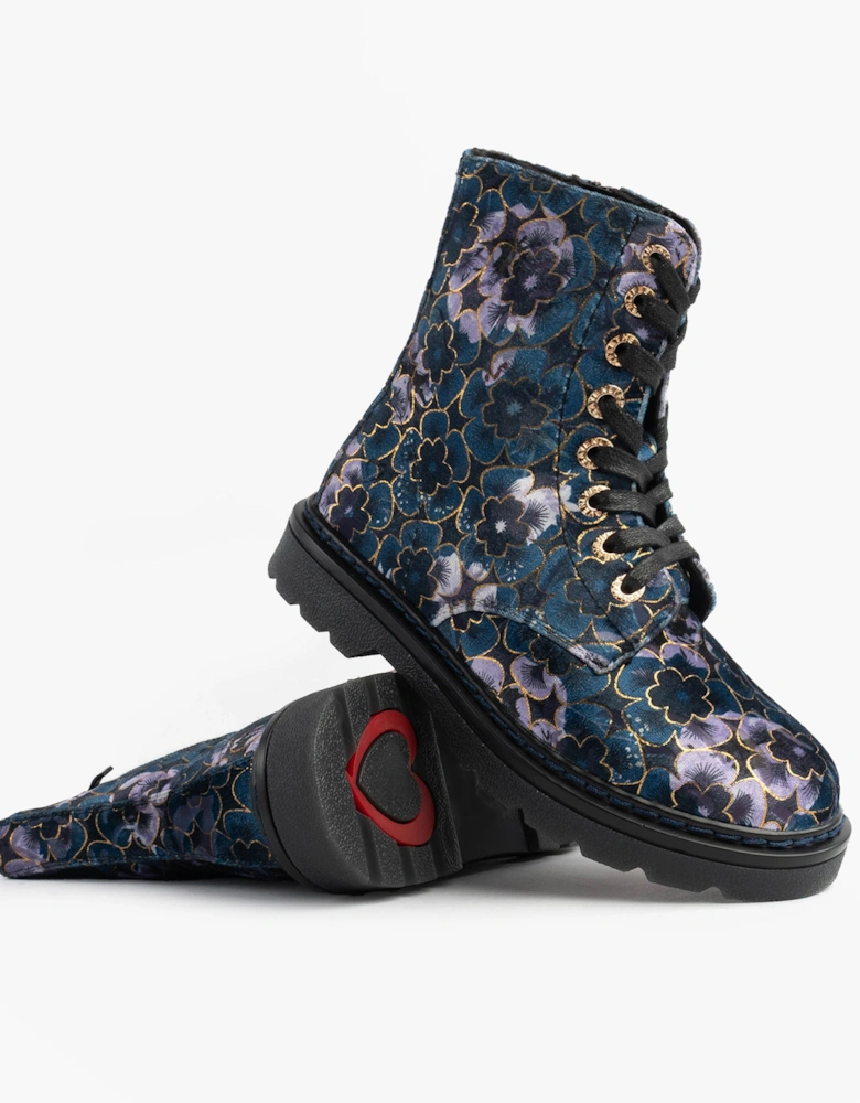 MDNGHT JUSTINA2 VIOLA VELOUR Womens Ankle Boots Midnight
