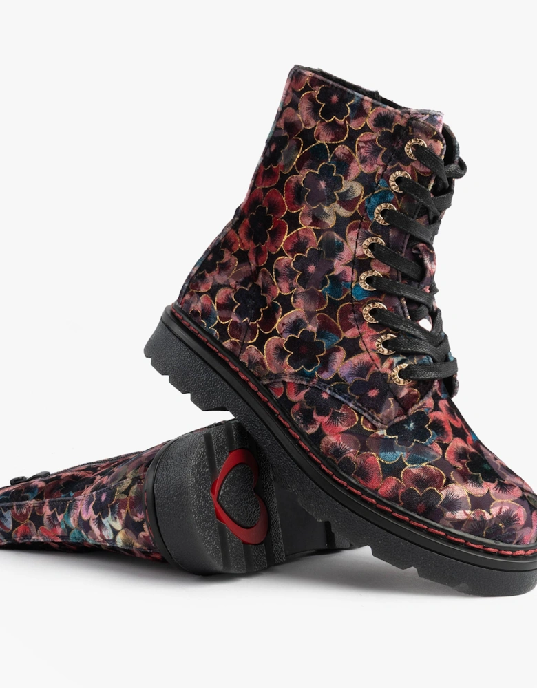 JUSTINA2 VIOLA VELOUR Womens Ankle Boots Rose Pink