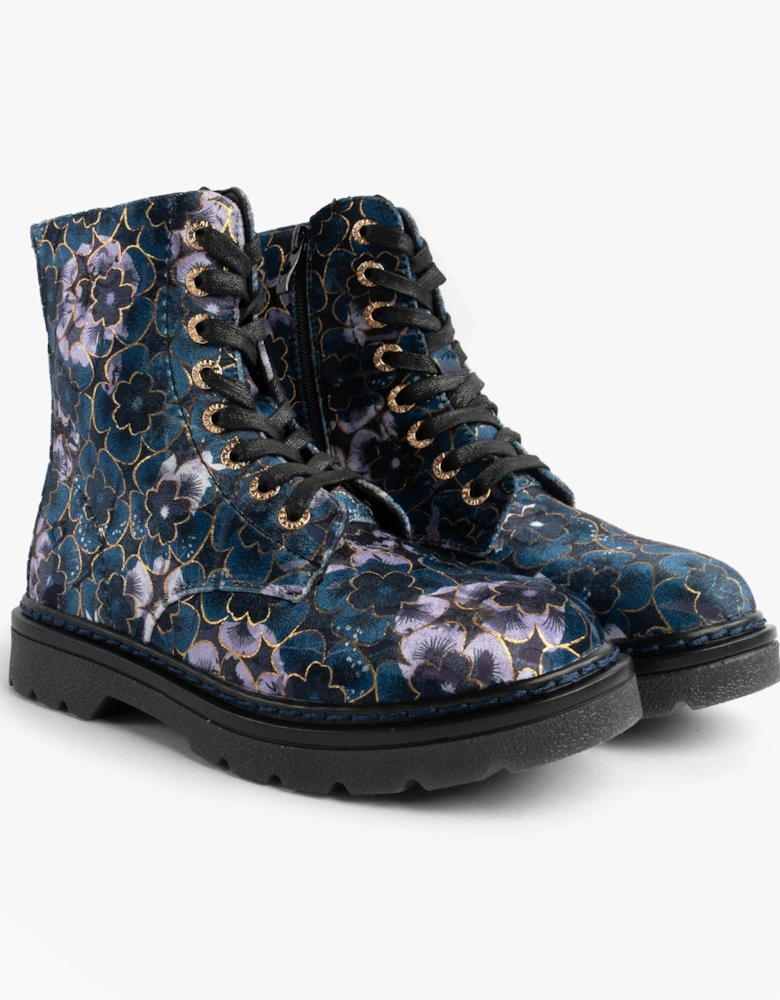 MDNGHT JUSTINA2 VIOLA VELOUR Womens Ankle Boots Midnight