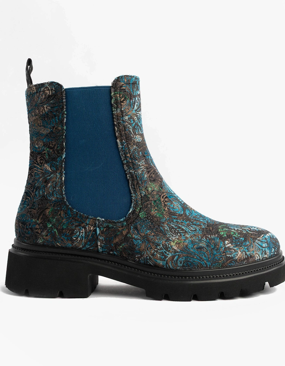 Heavenly Feet Women's Heavenly Feet ZETA MEADOW VELOUR Womens Chelsea Boots Blue Velour