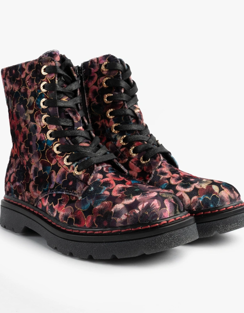 JUSTINA2 VIOLA VELOUR Womens Ankle Boots Rose Pink