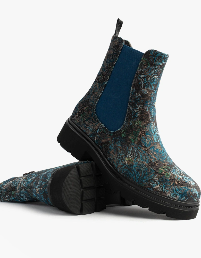 ZETA MEADOW VELOUR Womens Chelsea Boots Blue Velour