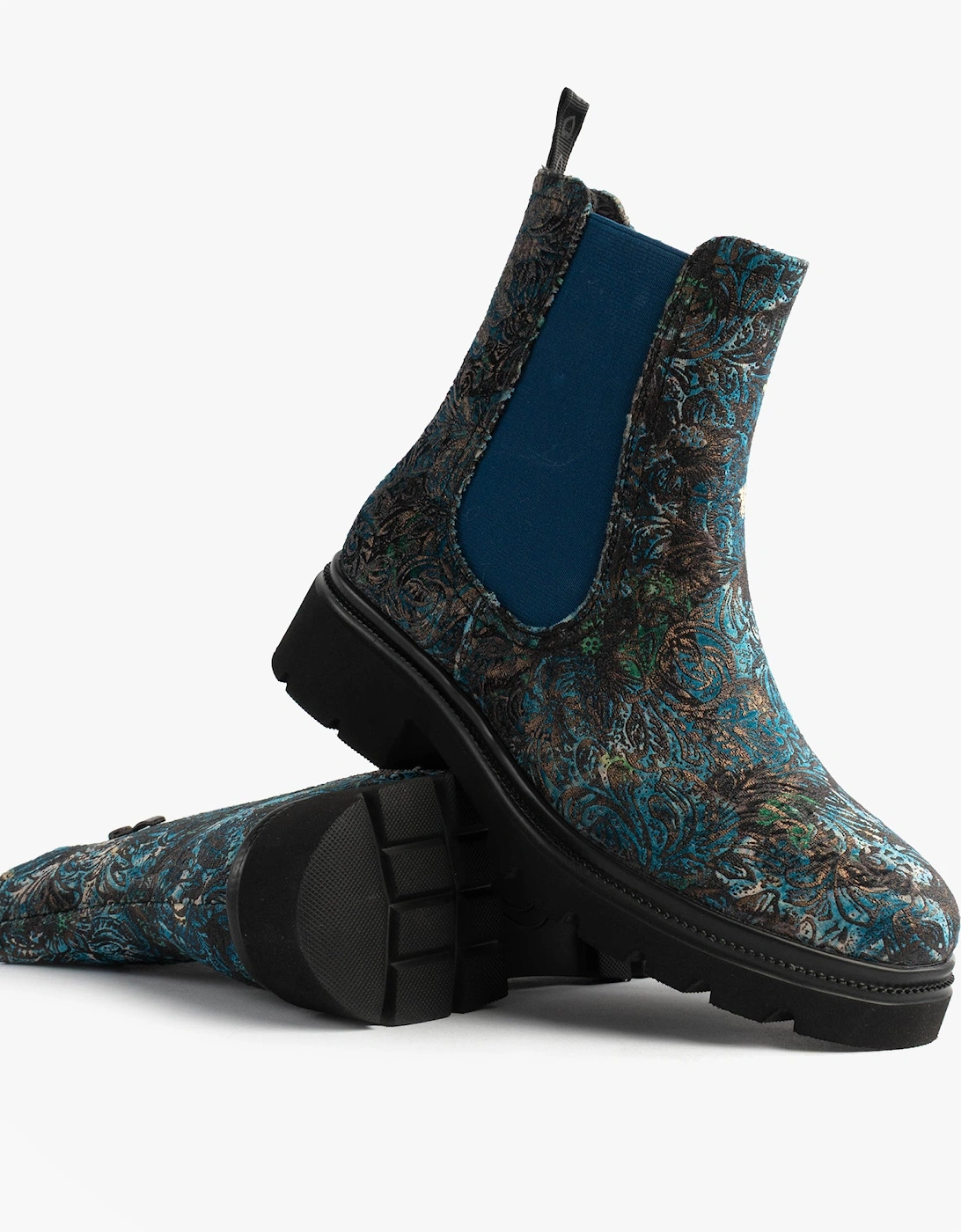 ZETA MEADOW VELOUR Womens Chelsea Boots Blue Velour