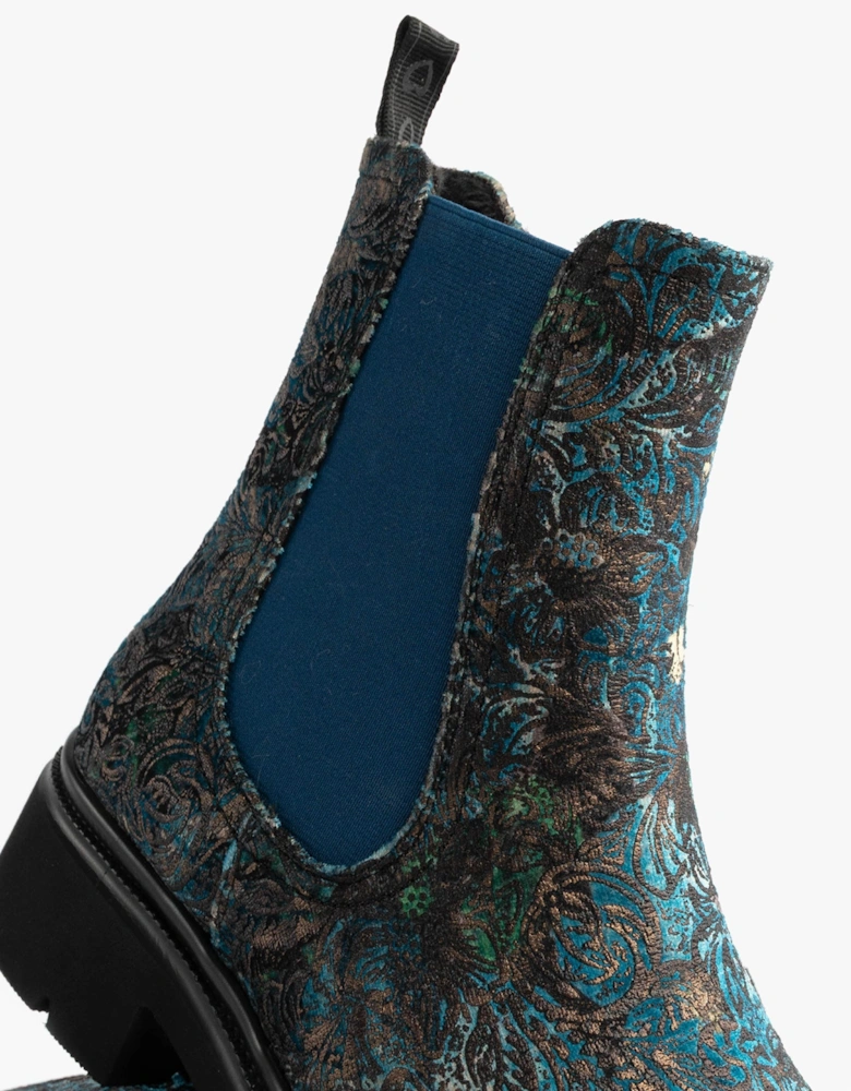 ZETA MEADOW VELOUR Womens Chelsea Boots Blue Velour