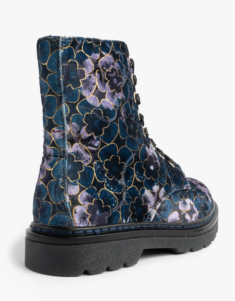 MDNGHT JUSTINA2 VIOLA VELOUR Womens Ankle Boots Midnight