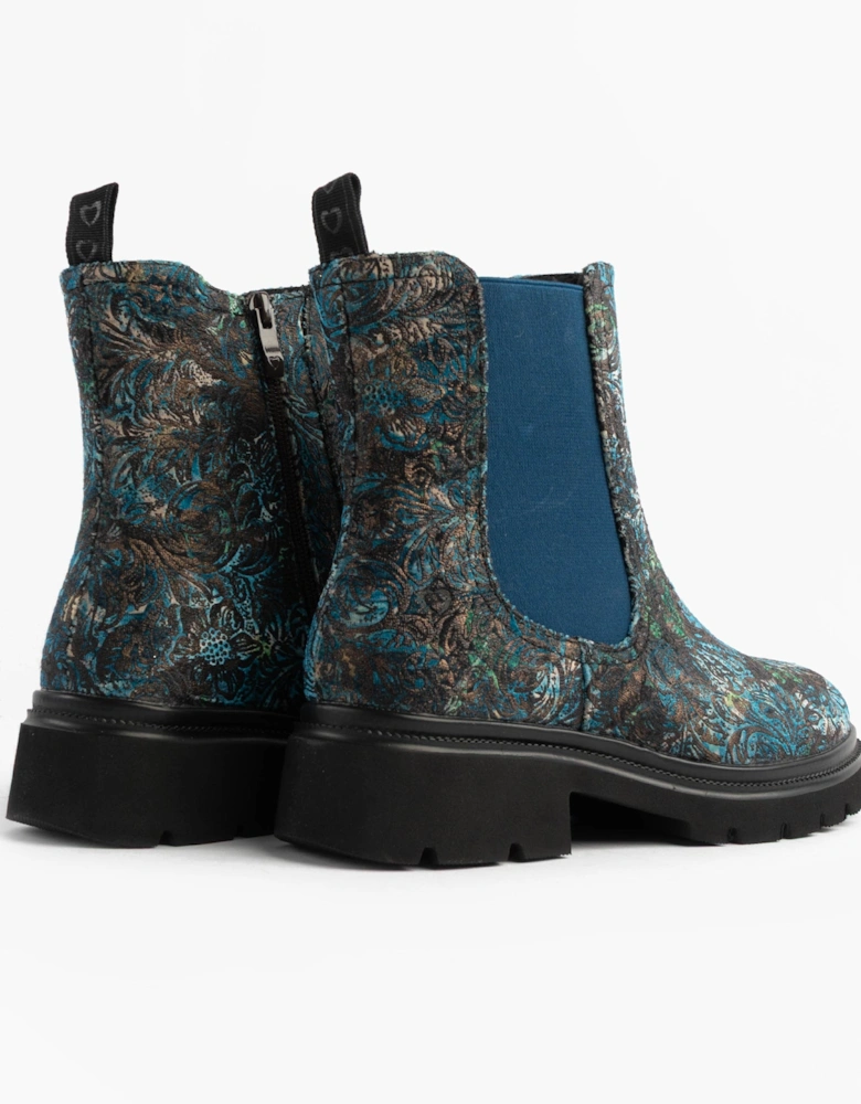 ZETA MEADOW VELOUR Womens Chelsea Boots Blue Velour