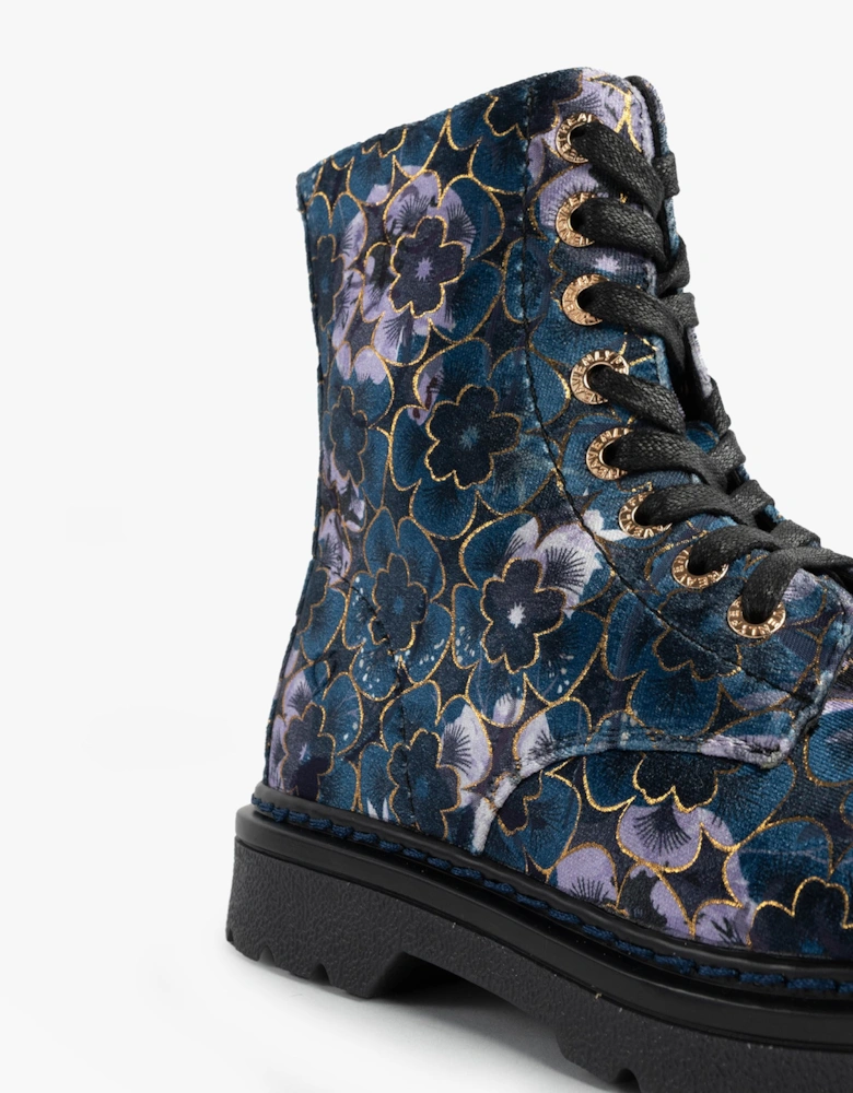 MDNGHT JUSTINA2 VIOLA VELOUR Womens Ankle Boots Midnight