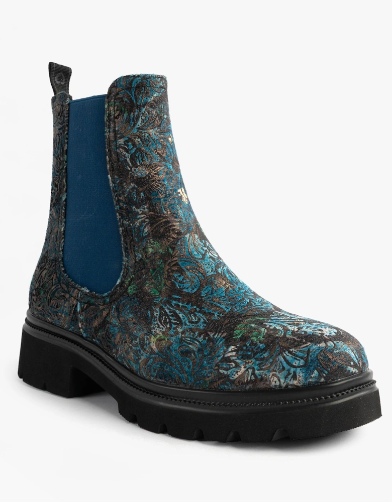 ZETA MEADOW VELOUR Womens Chelsea Boots Blue Velour