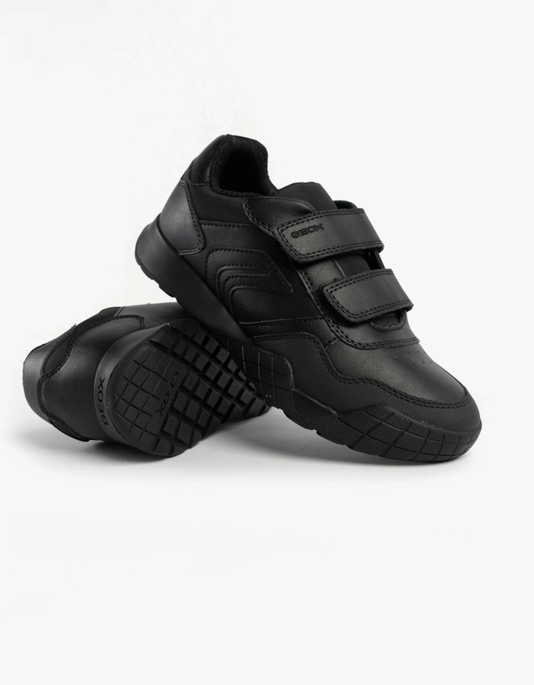 J RANN-E BOY Unisex Kids Touch Fasten Trainers Black