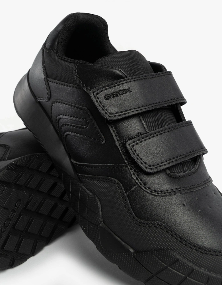 J RANN-E BOY Unisex Kids Touch Fasten Trainers Black