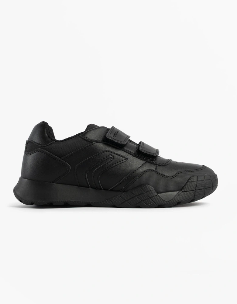 J RANN-E BOY Unisex Kids Touch Fasten Trainers Black