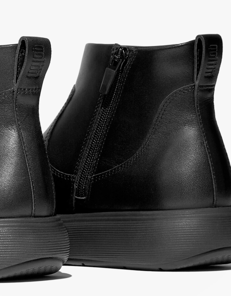 iQ-COMFF LEATHER ZIP Womens Chelsea Boots All Black
