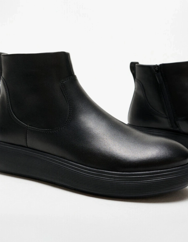 iQ-COMFF LEATHER ZIP Womens Chelsea Boots All Black
