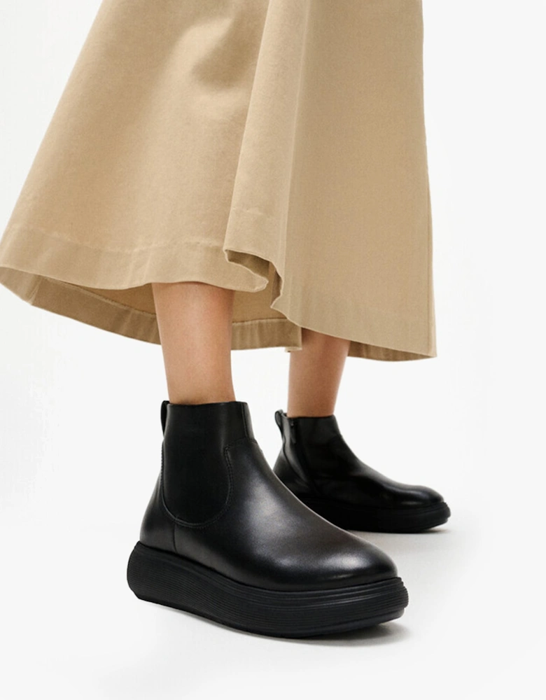 iQ-COMFF LEATHER ZIP Womens Chelsea Boots All Black