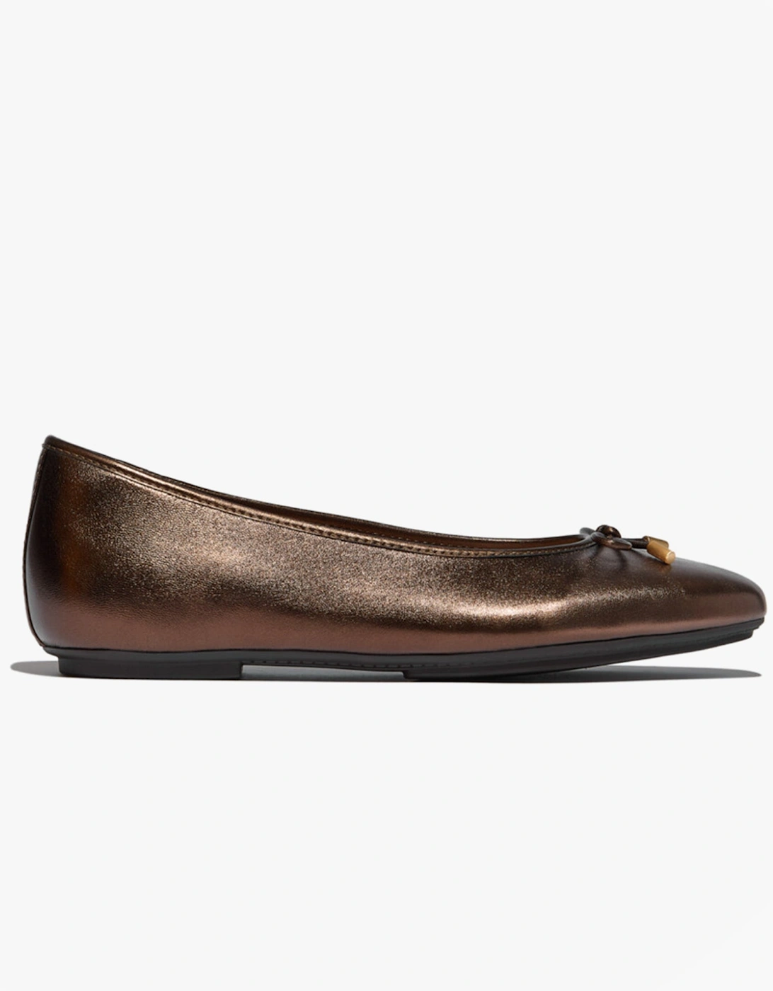 DELICATO BOW SOFT METALLIC-LEATHER Ladies Ballet Flats Metallic Chocolate Brown, 7 of 6