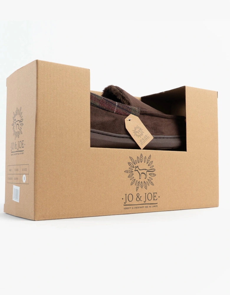 Jo & Joe ST ANDREWS Mens Moccasin Slippers Brown