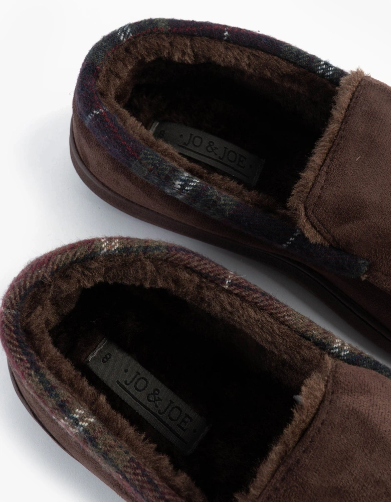 Jo & Joe ST ANDREWS Mens Moccasin Slippers Brown