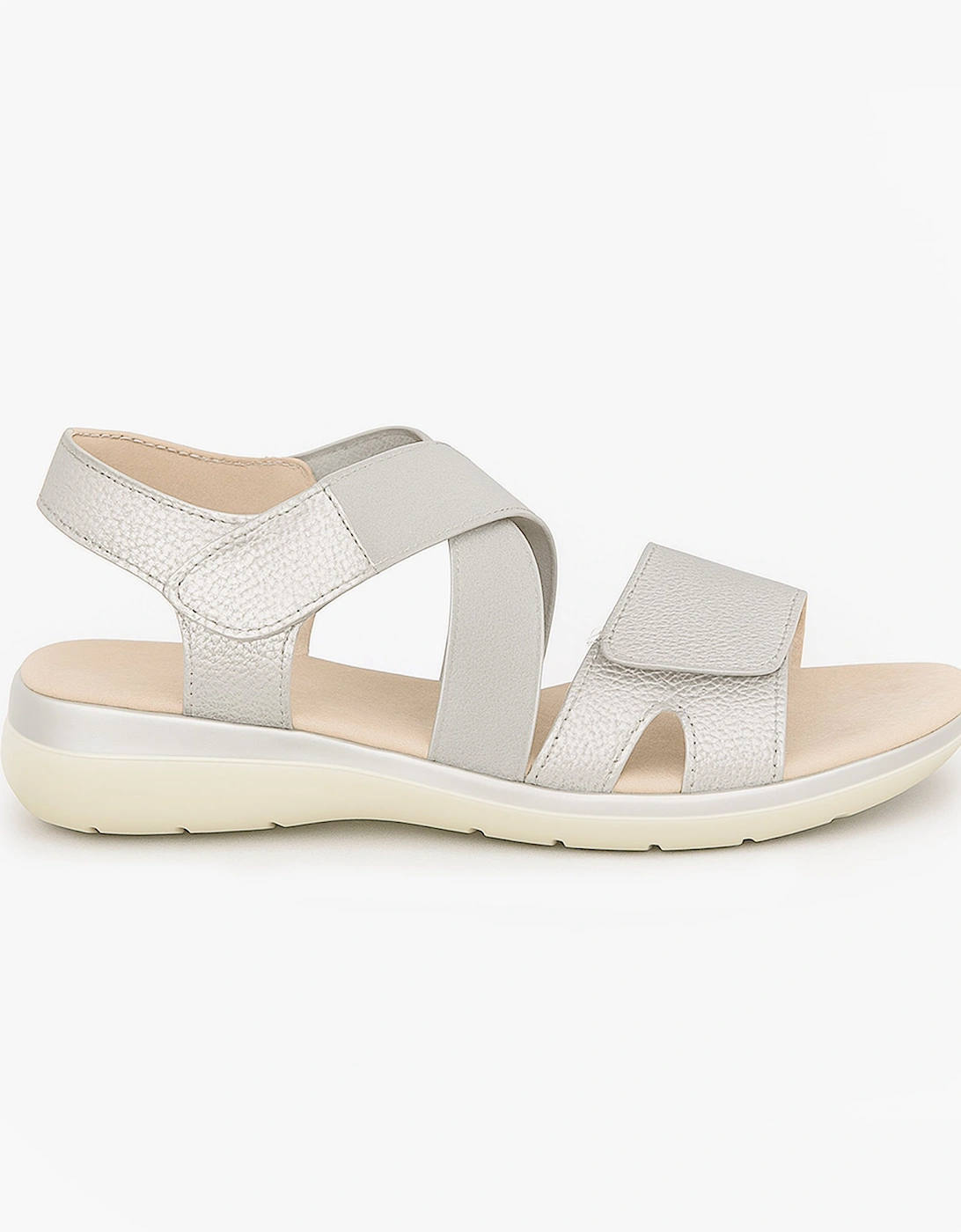 Womens Strapy Sandals Silver Shimmer, 5 of 4