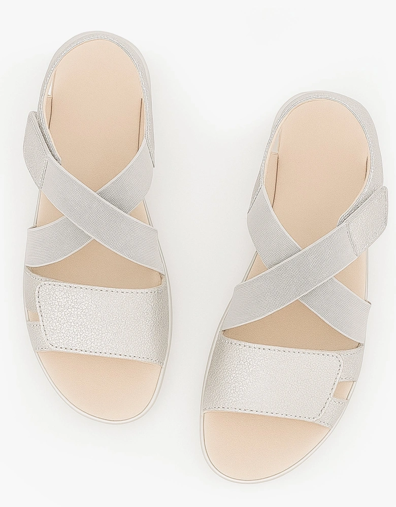 Womens Strapy Sandals Silver Shimmer