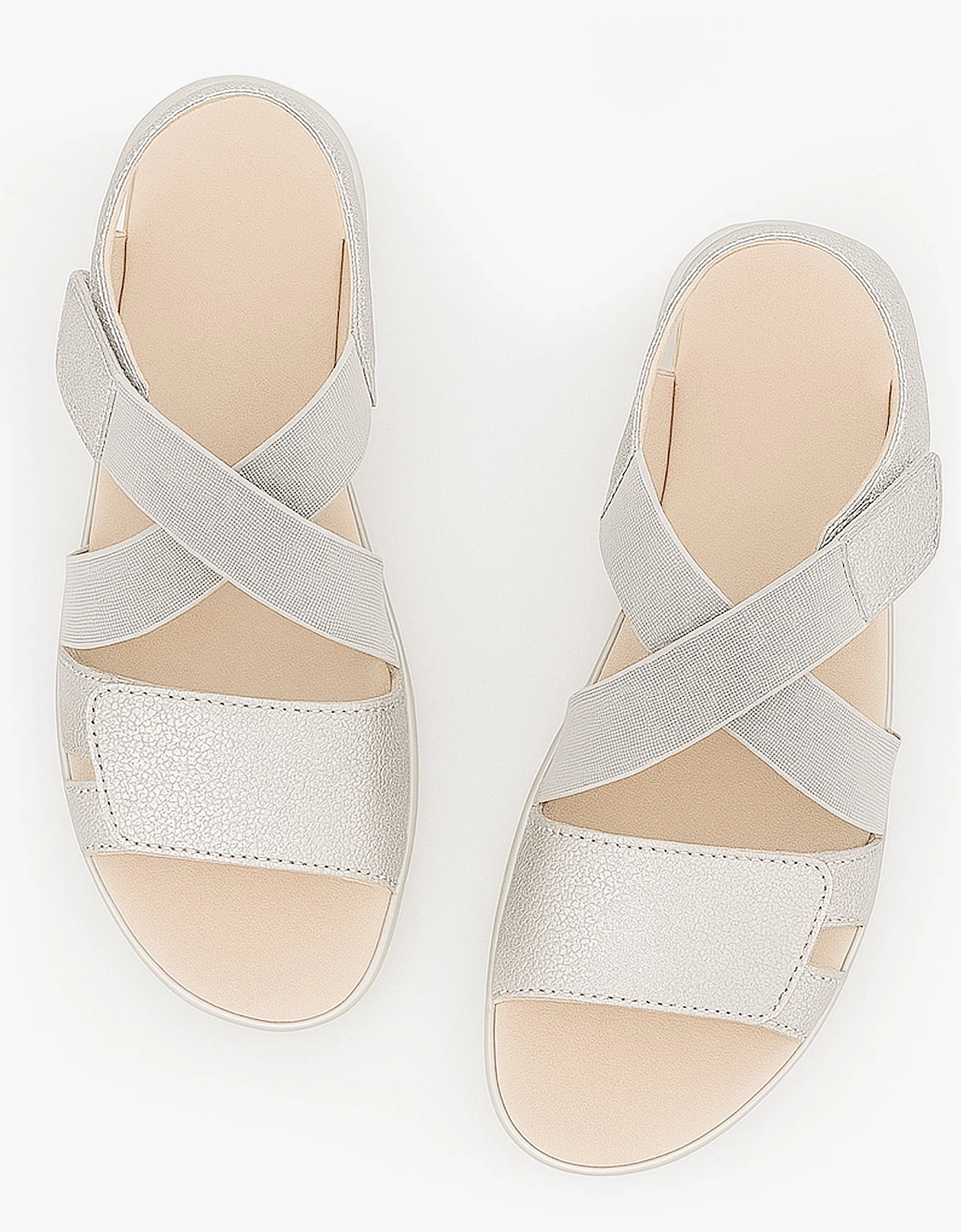 Womens Strapy Sandals Silver Shimmer
