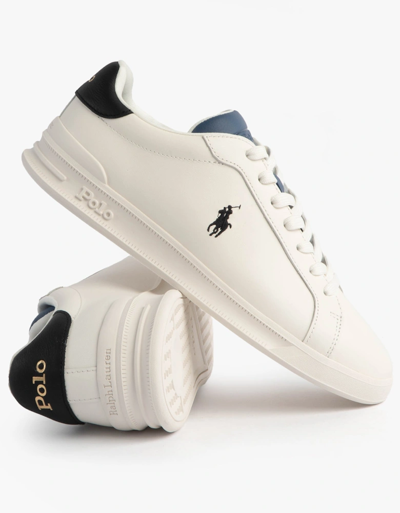 Mens Heritage Court II Leather Trainer Off White/Blue
