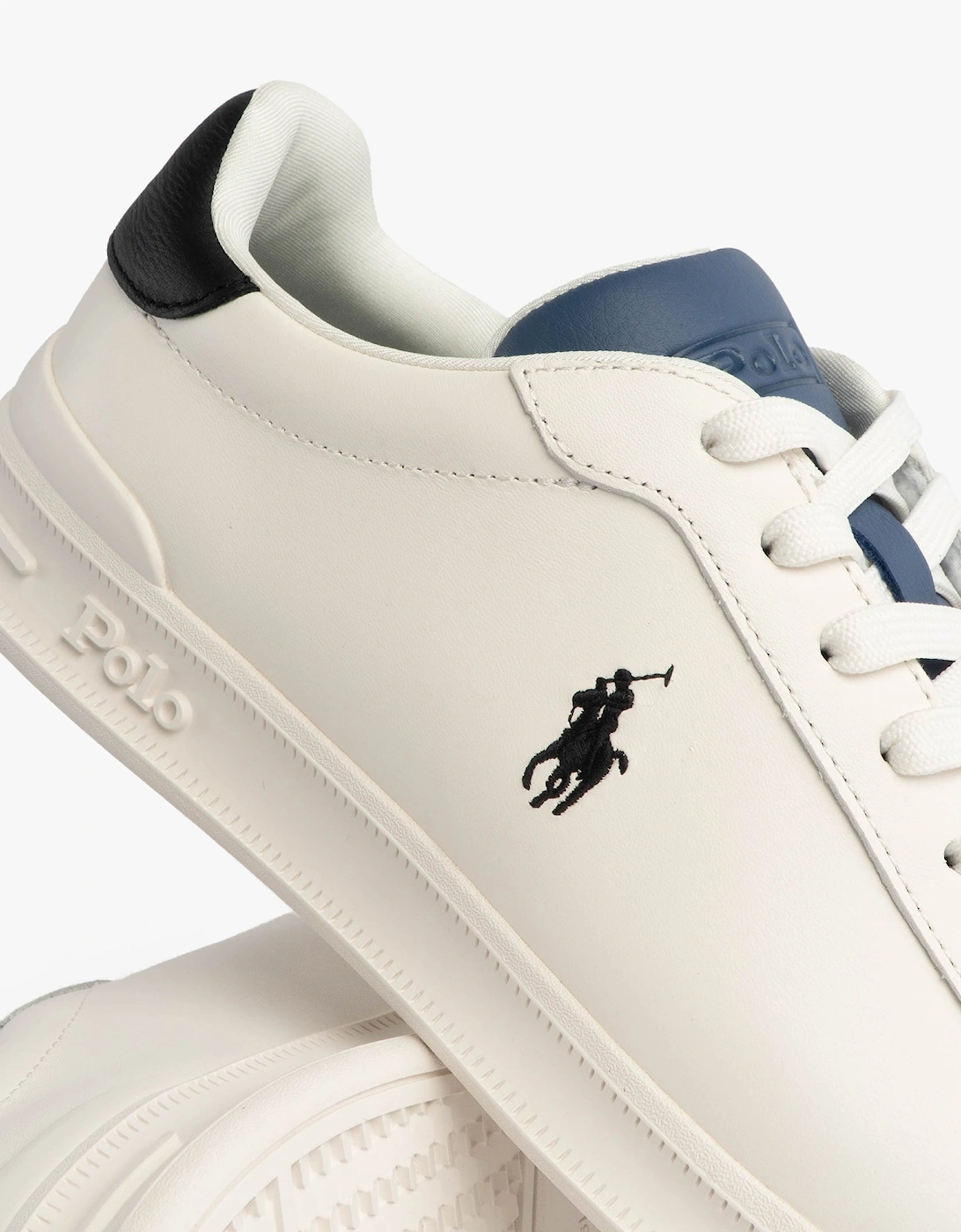 Mens Heritage Court II Leather Trainer Off White/Blue