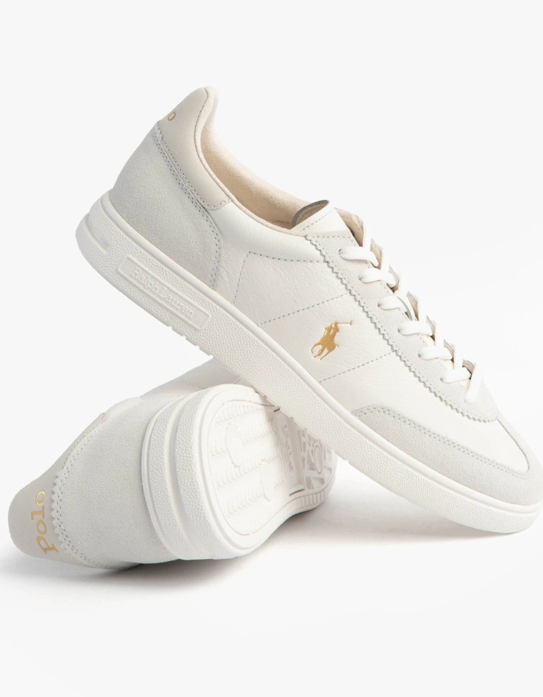 Mens Bedford Lace Up Leather-Suede Trainer White