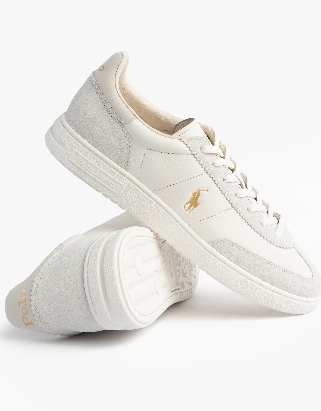 Mens Bedford Lace Up Leather-Suede Trainer White