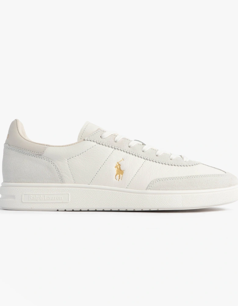 Mens Bedford Lace Up Leather-Suede Trainer White