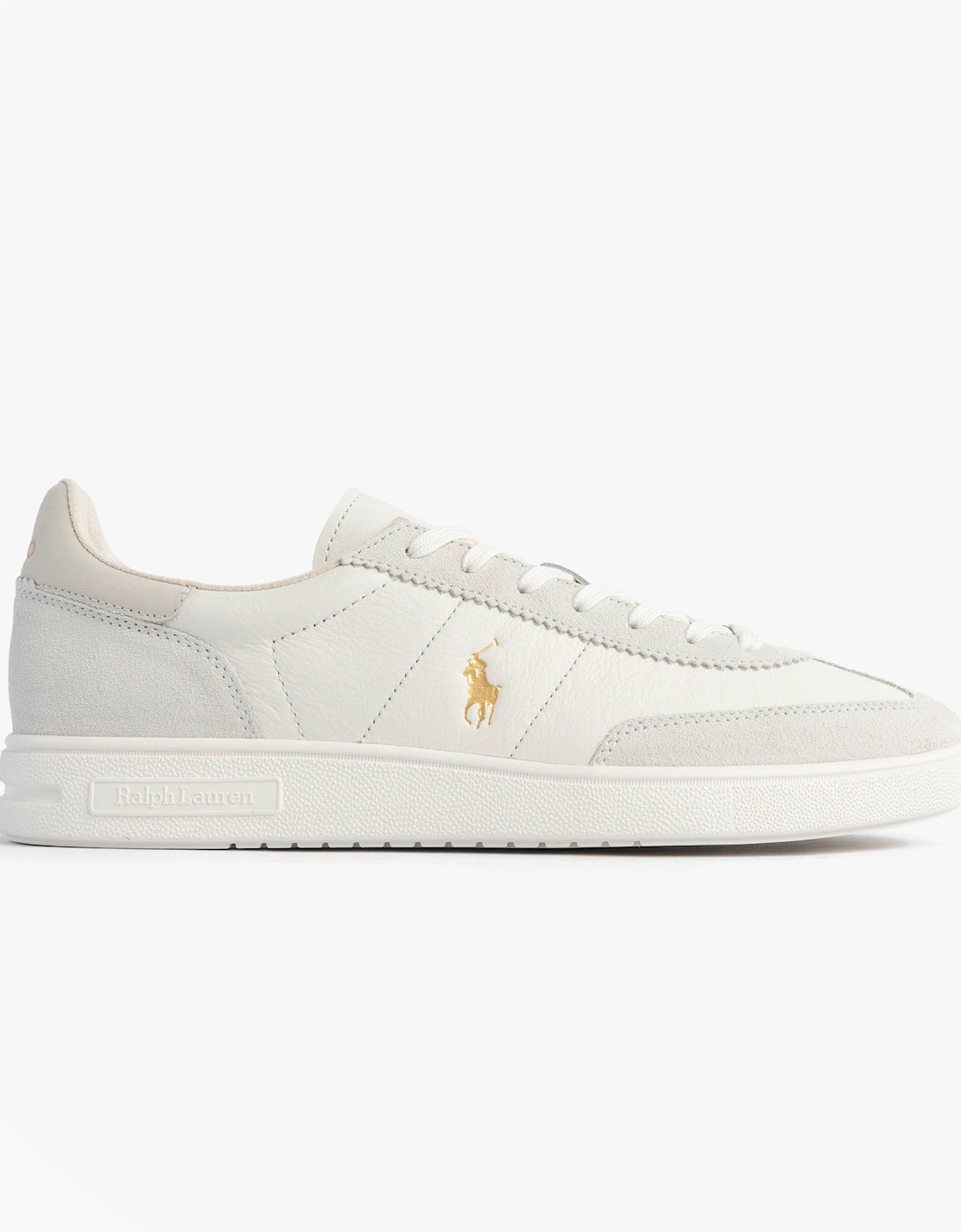Mens Bedford Lace Up Leather-Suede Trainer White, 7 of 6