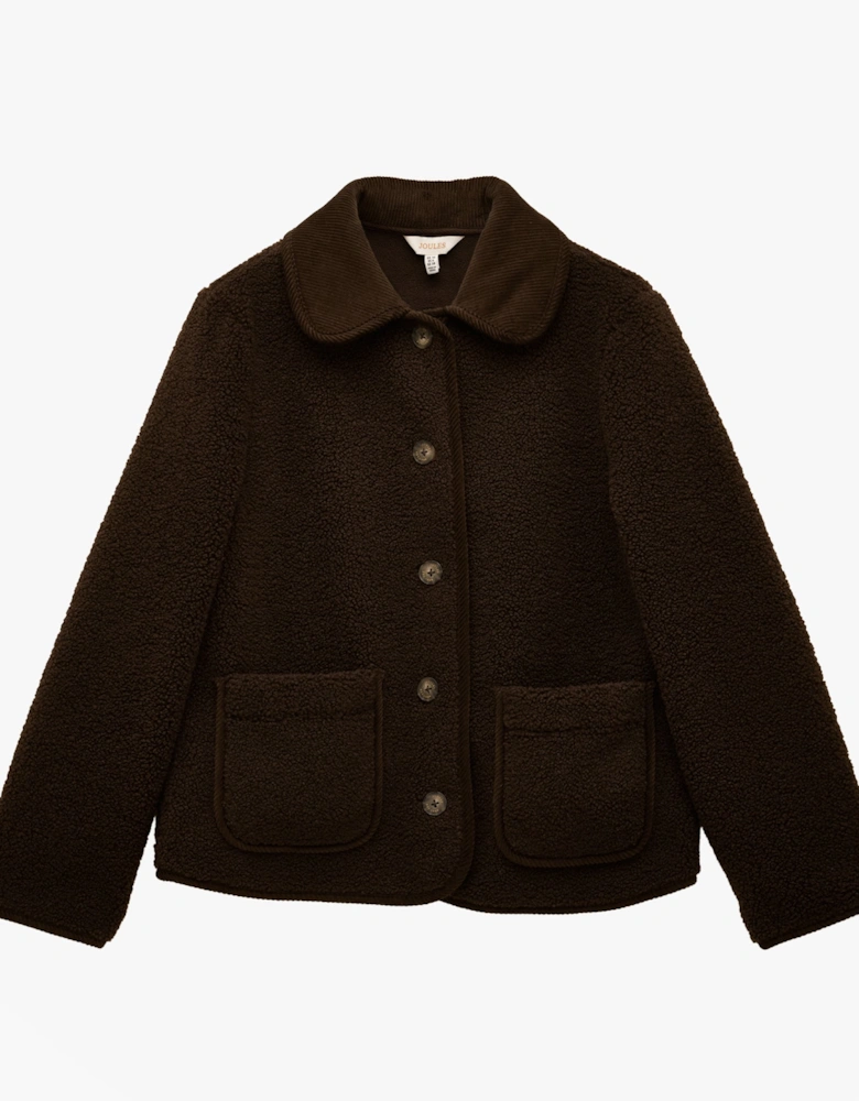 Sadie Womens Collared Fleece Jacket Chocolate Brown