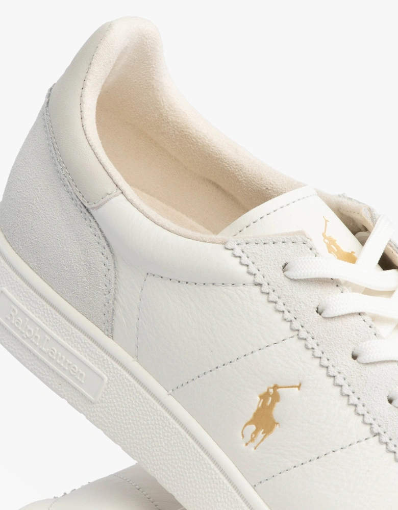 Mens Bedford Lace Up Leather-Suede Trainer White