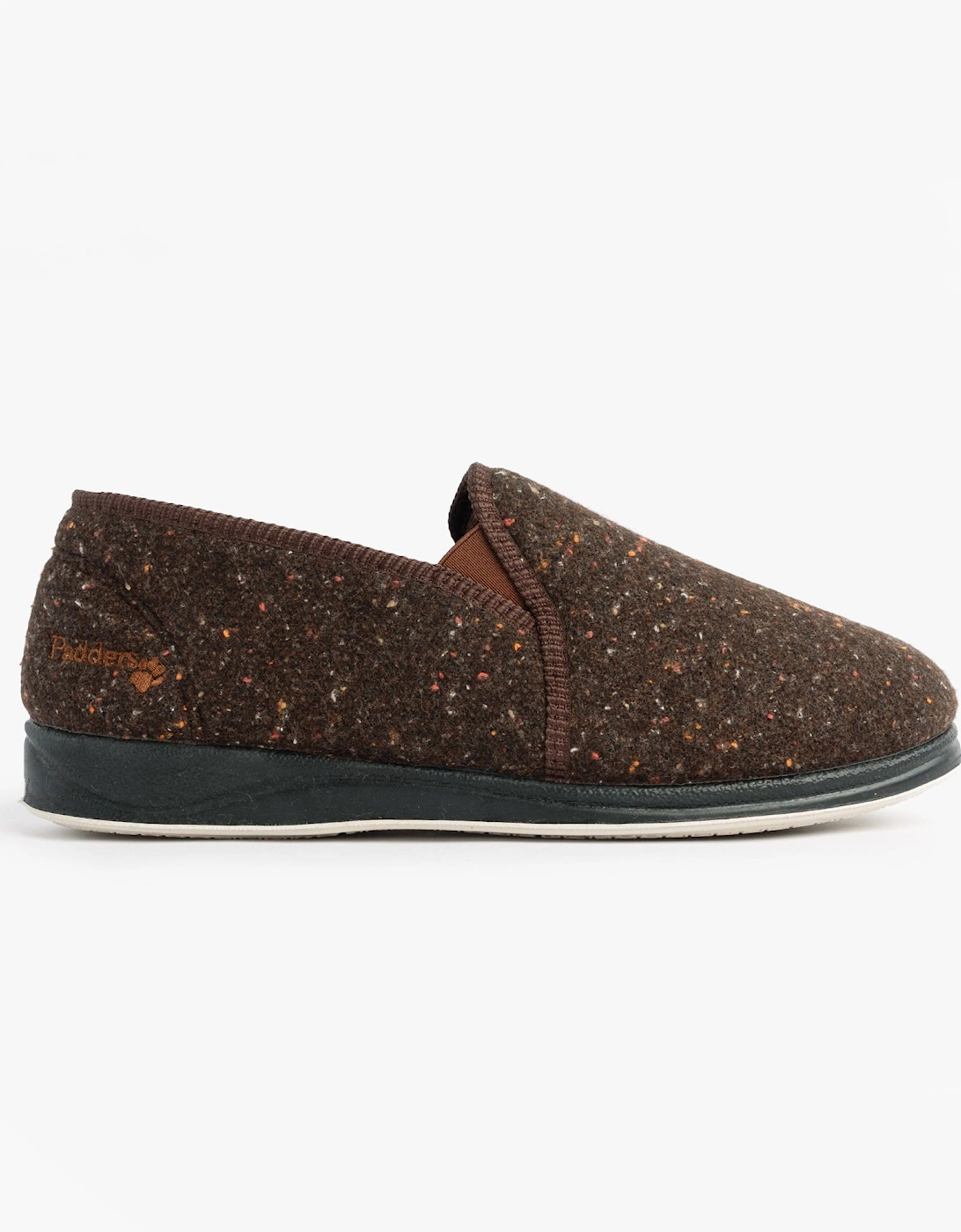 ALBERT Mens (G Fit) Full Slipper Slippers Brown Tweed, 7 of 6