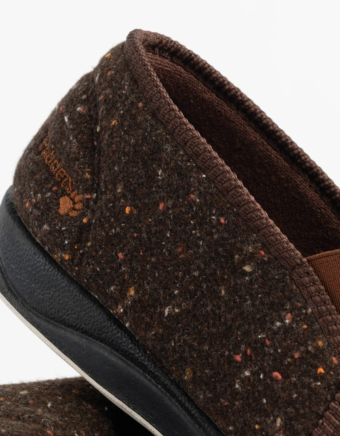 ALBERT Mens (G Fit) Full Slipper Slippers Brown Tweed